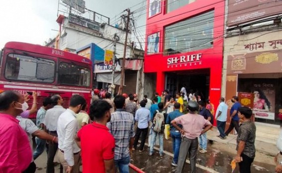 Fire sparked out of Short-Circuit in Agartala Kaman Chowmuhani SH-RIFF showroom Fire sparked out of Short-Circuit in Agartala Kaman Chowmuhani SH-RIFF showroom